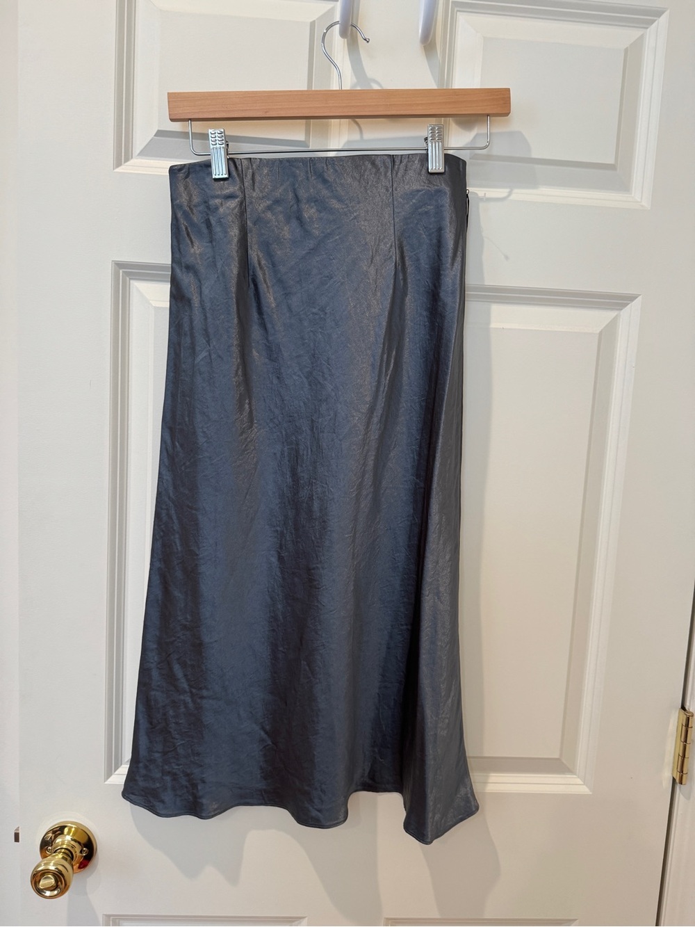 Babaton Satin A-Line Midi Skirt - Charcoal